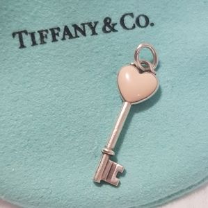 Authentic T&Co. Heart Key Pink Enamel Pendant